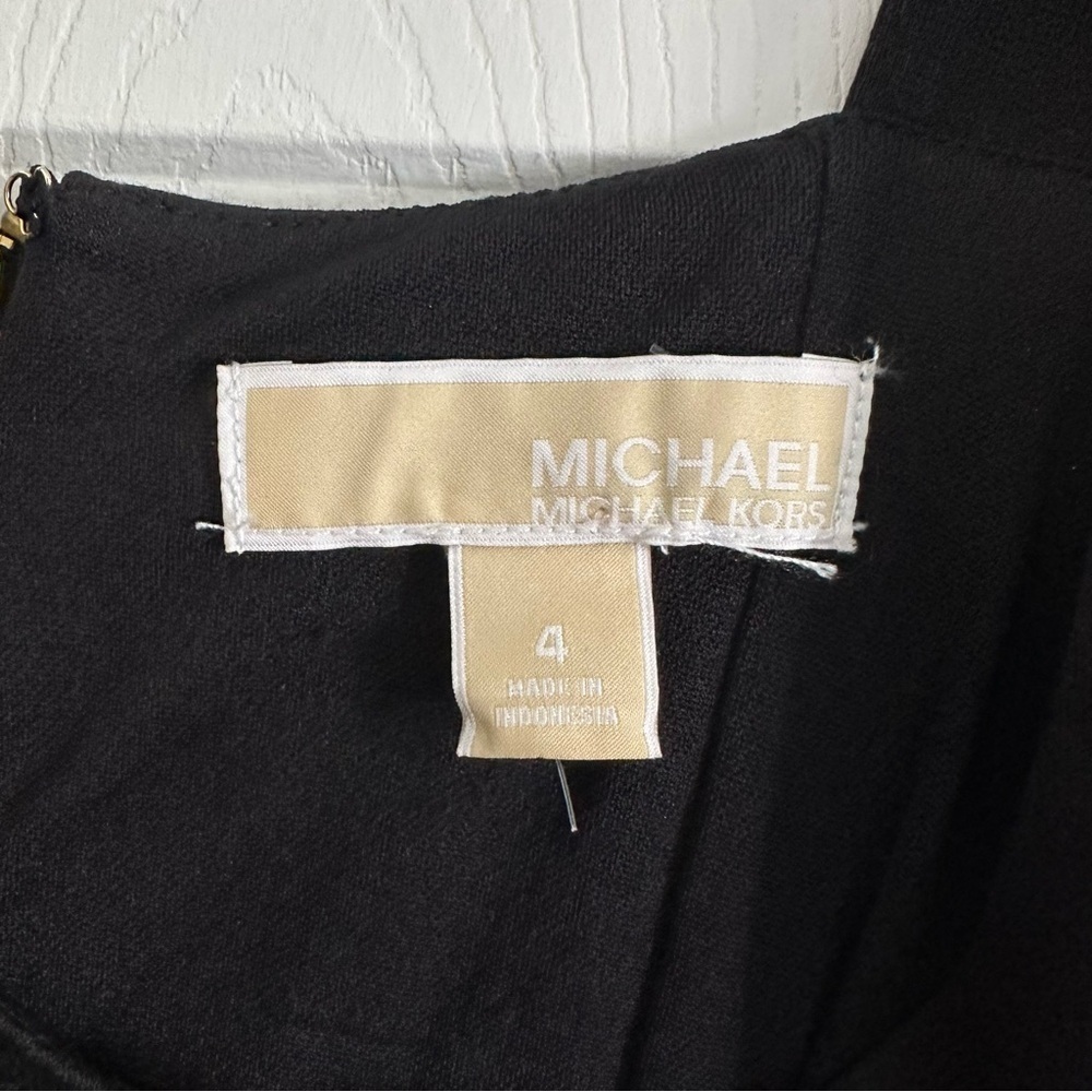 Size 4 Michael Kors Women’s Black Faux Leather Waist Sheath Mini Dress - Picture 6 of 6